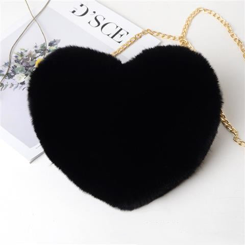 Plush Heart Chain Shoulder Bag