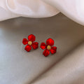 Red Petal Drop Earrings