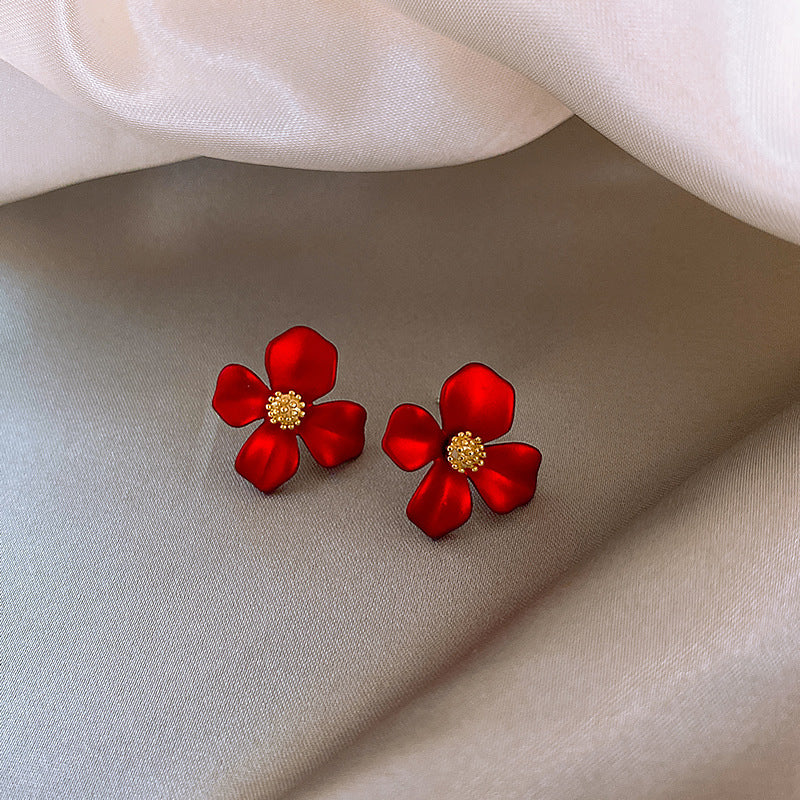 Red Petal Drop Earrings