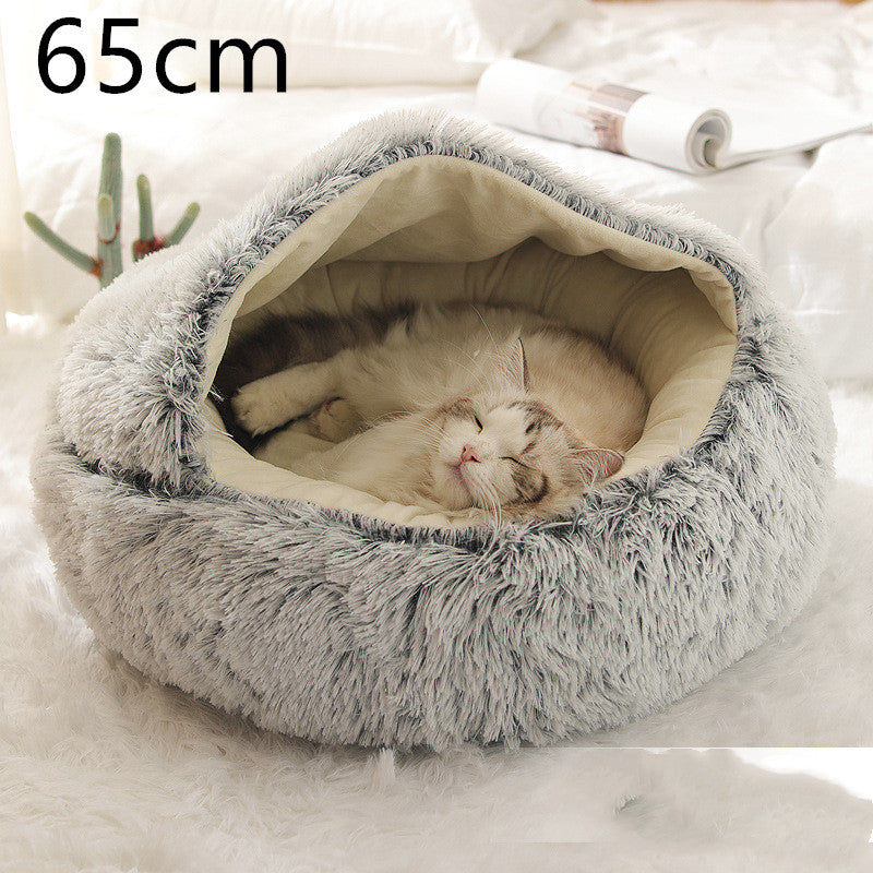 2-in-1 Plush Pet Bed & Cave