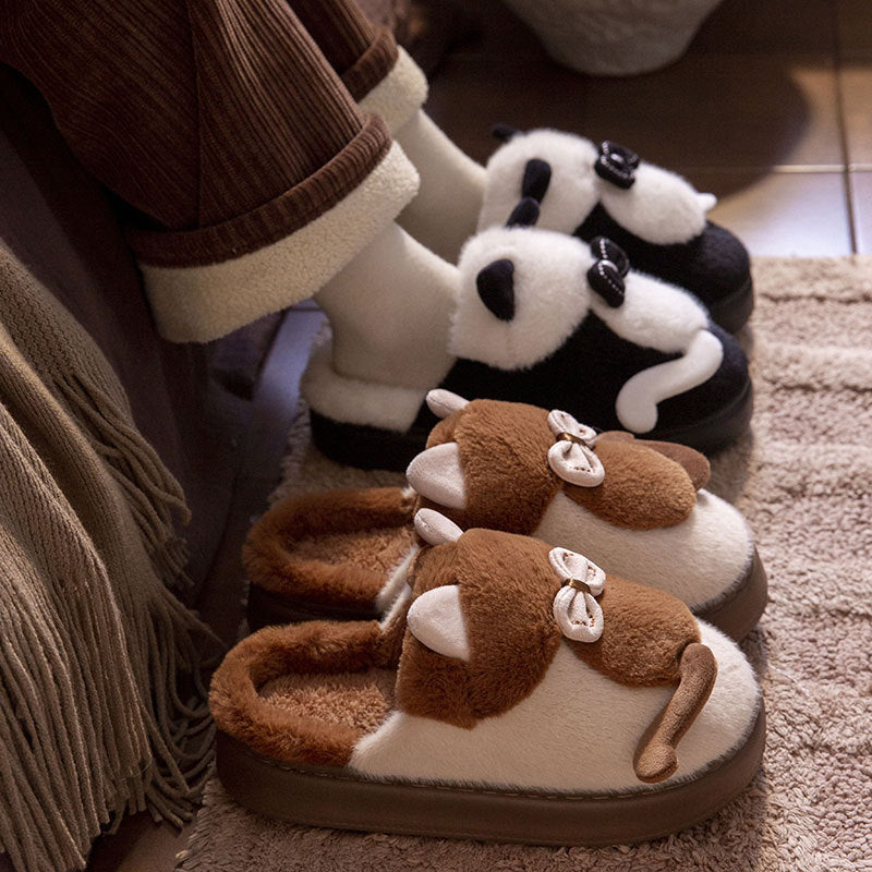 Fluffy Cat Platform Slippers