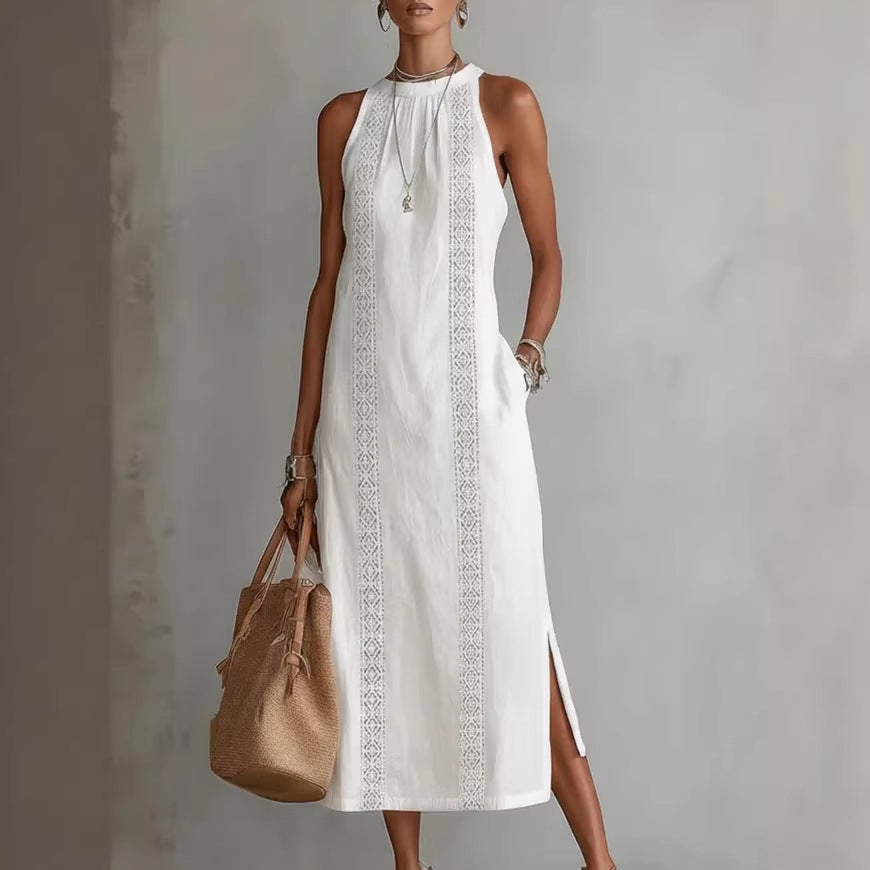 Women's Halter Lace Patchwork Dress