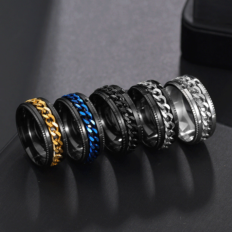 Men's Cuban Chain Spinner Ring