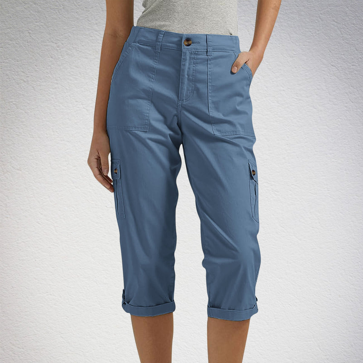 High-Waist Cropped Cargo Pants