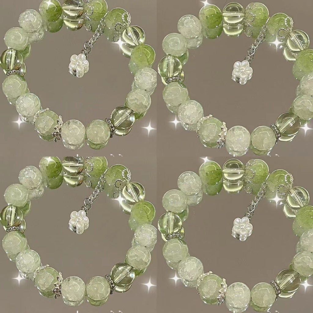 Green Glass Flower Bracelet
