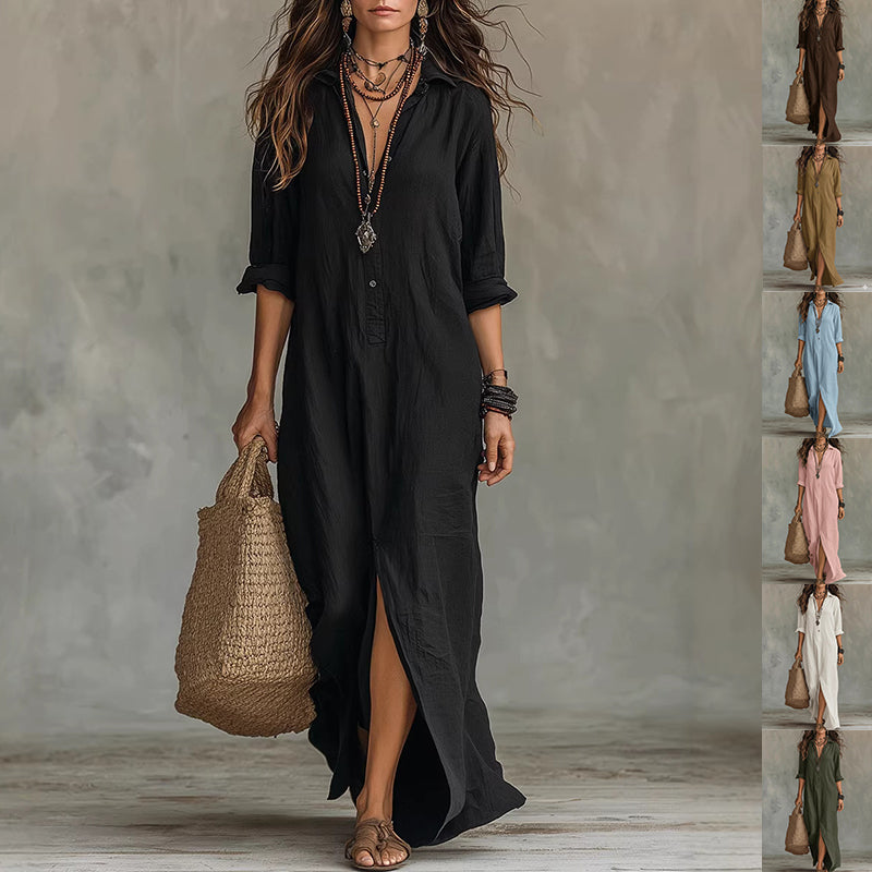 Long-Sleeve Shirt Maxi Dress