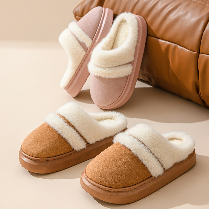 Plush-Lined Suede House Slippers