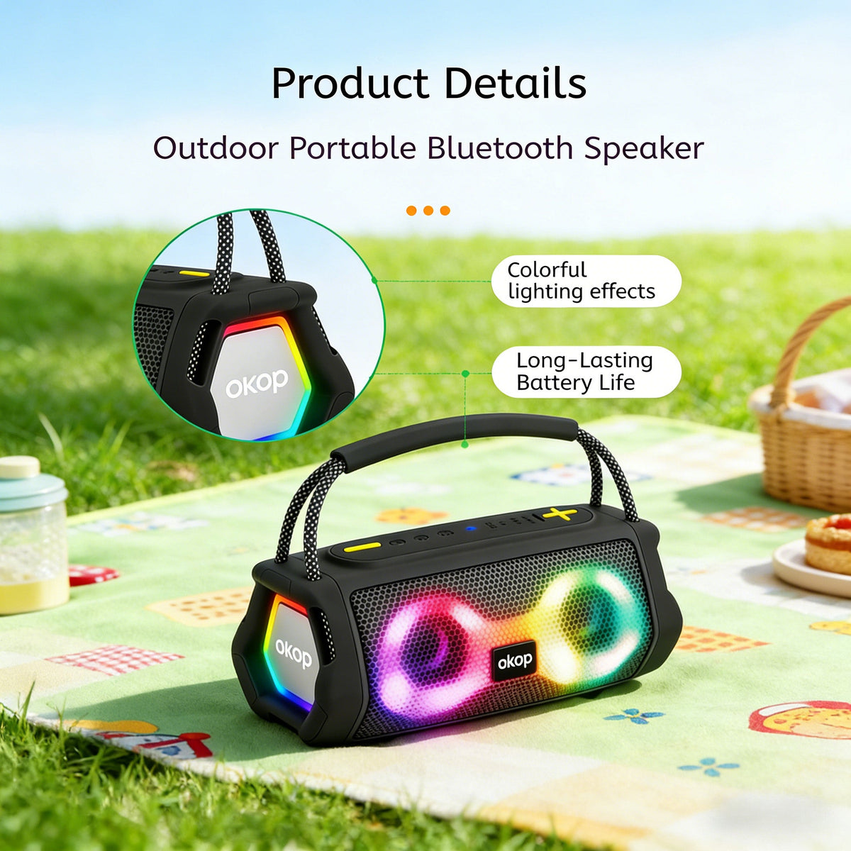 RGB Portable Party Speaker with Handle