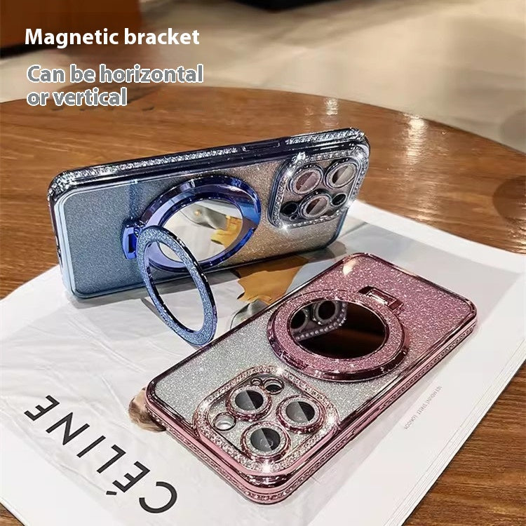 Glitter Case with Makeup Mirror Stand
