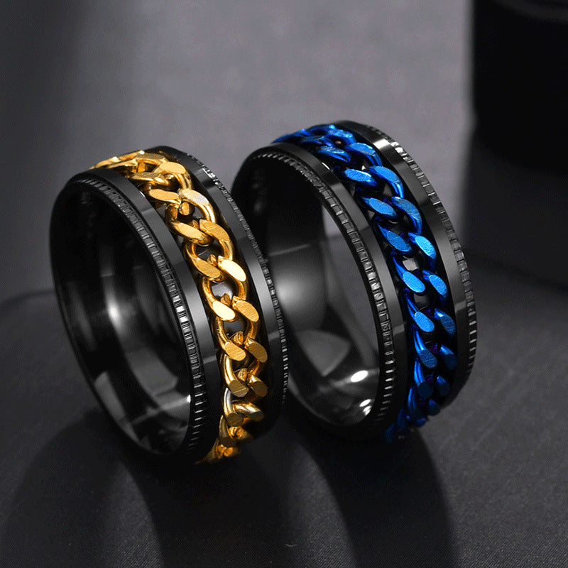 Men's Cuban Chain Spinner Ring