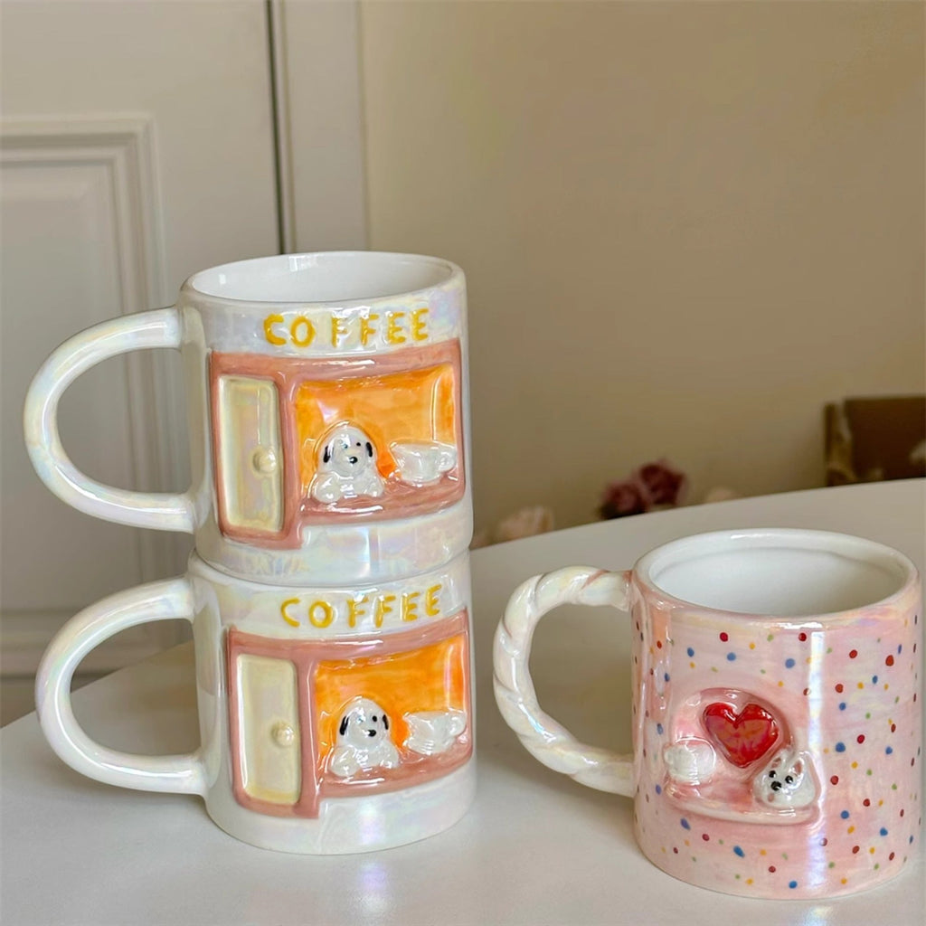 Embossed Puppy Ceramic Mug