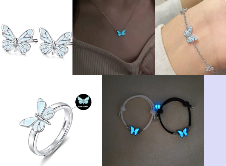Glow-in-the-Dark Butterfly Necklace & Bracelet