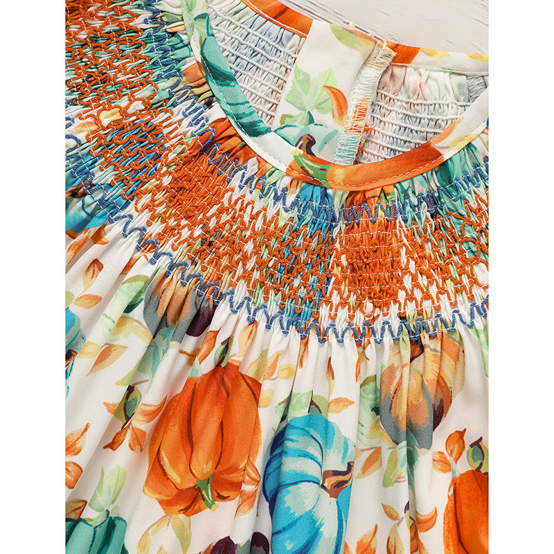 Toddler Pumpkin Smocked Dress