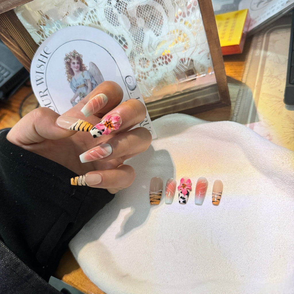 Zebra Lily Press-On Nails
