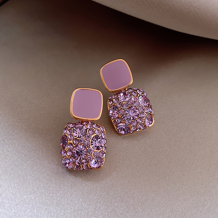 Rhinestone Cube Earrings