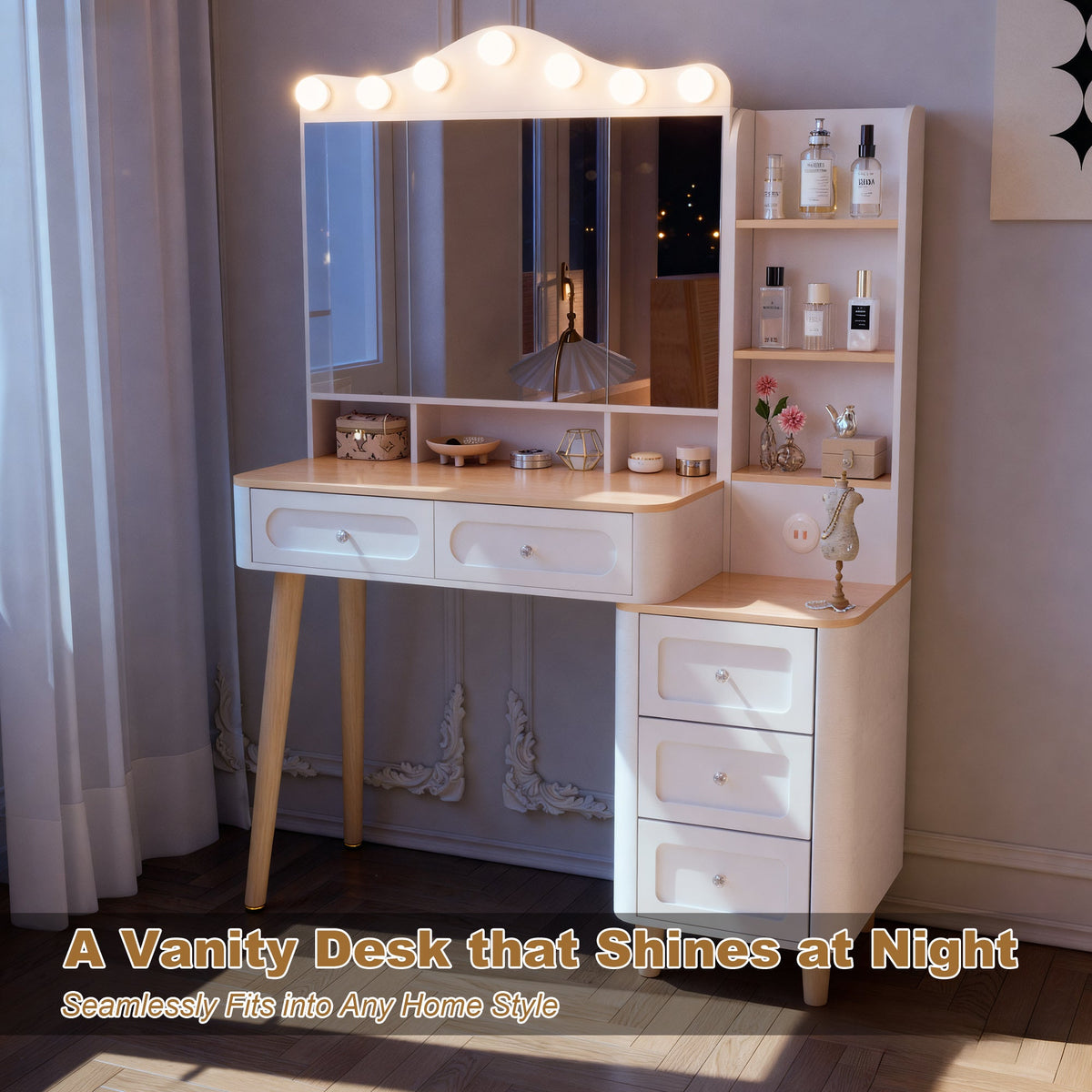 Makeup Vanity Desk with Lighted Mirror