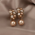 Pearl & Rhinestone Flower Earrings
