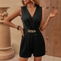 Sleeveless V-Neck Belted Jumpsuit