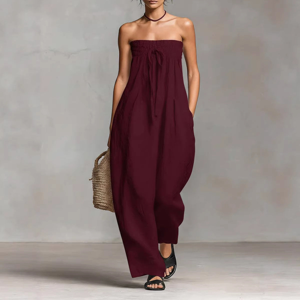 Strapless Ruched Jumpsuit