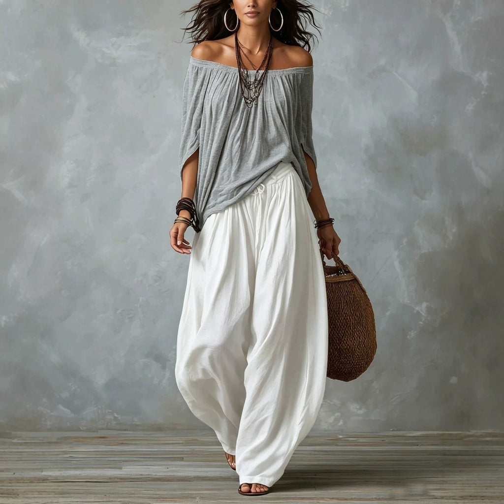 Off-Shoulder Top & Flare Pants Set