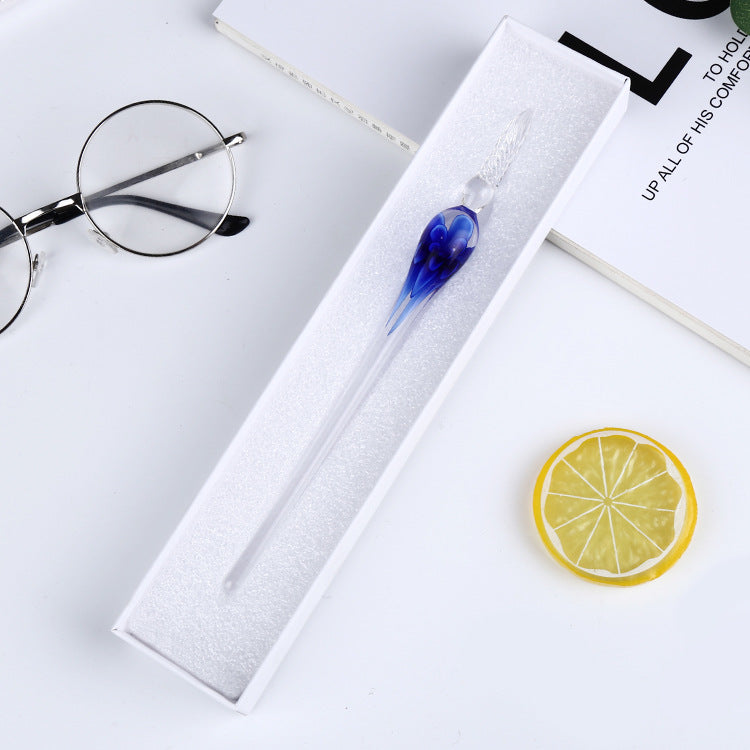 Crystal Flower Glass Dip Pen Set