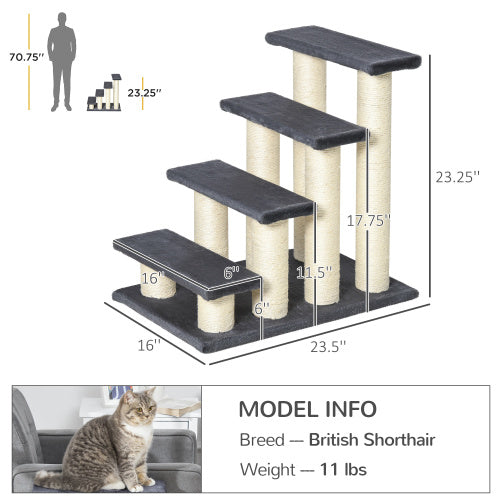 4-Step Pet Stairs with Scratching Post
