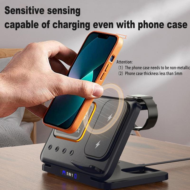 5-in-1 Wireless Charger with Alarm Clock