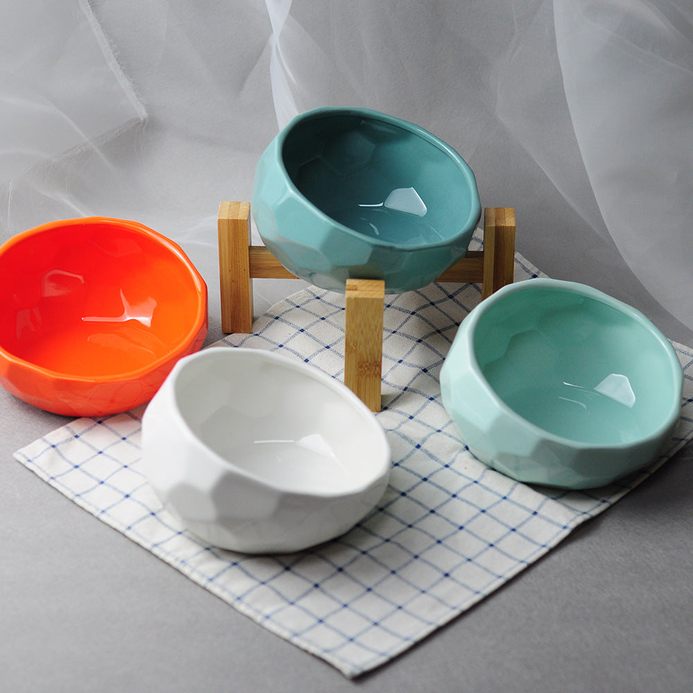 Tilted Ceramic Cat Bowl