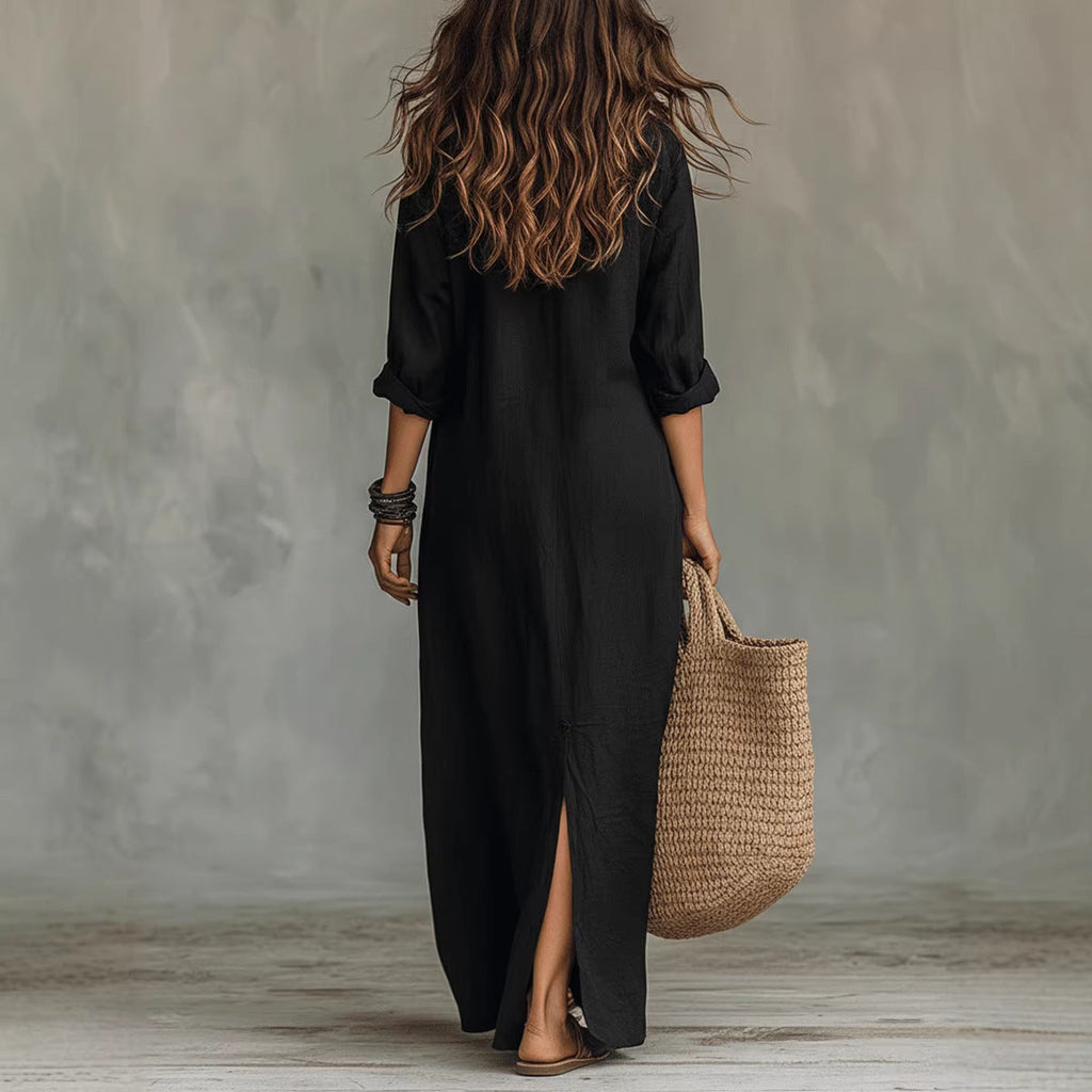 Long-Sleeve Shirt Maxi Dress