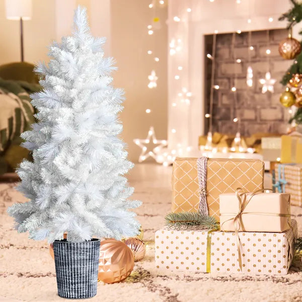 4 ft White Artificial Christmas Tree with Pot