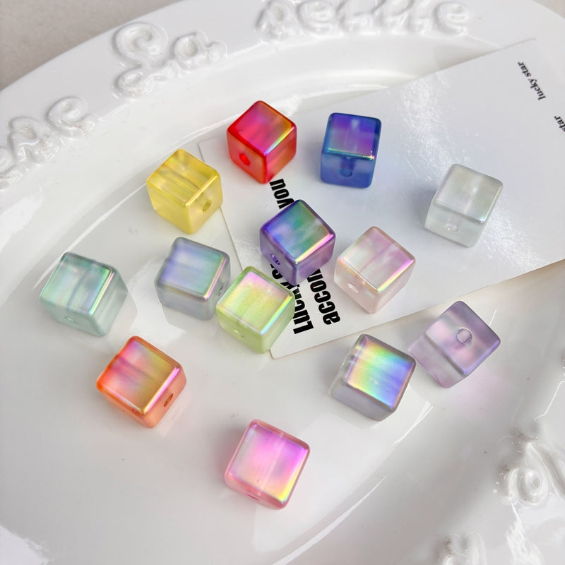 Iridescent Acrylic Cube Beads