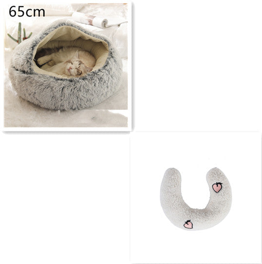 2-in-1 Plush Pet Bed & Cave