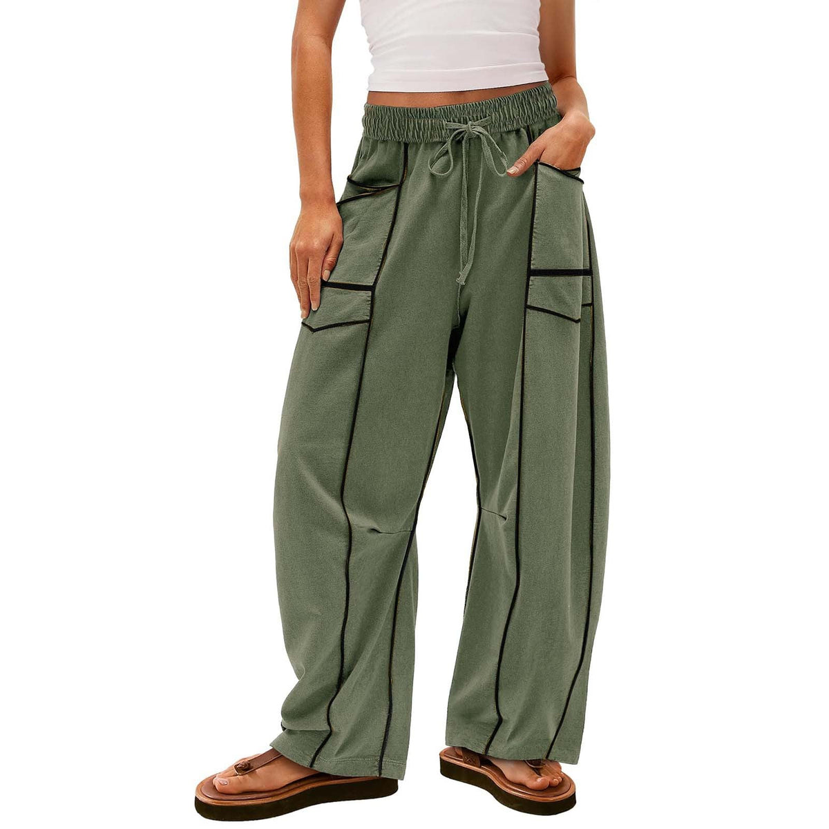 Striped Wide-Leg Sweatpants