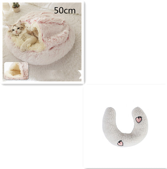 2-in-1 Plush Pet Bed & Cave