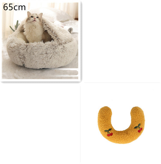2-in-1 Plush Pet Bed & Cave