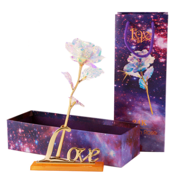 Gold-Foil Rose with Light-Up Stand