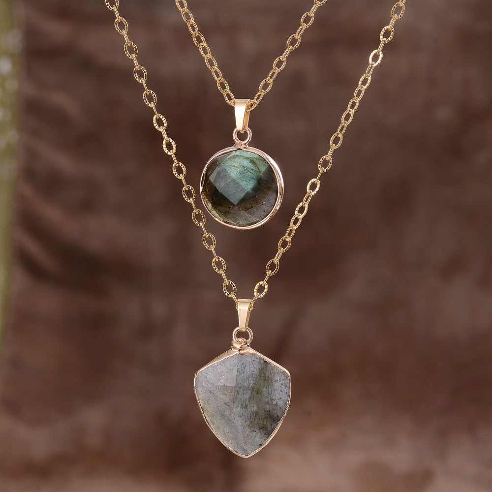 Stone Pendant Double-Chain Necklace