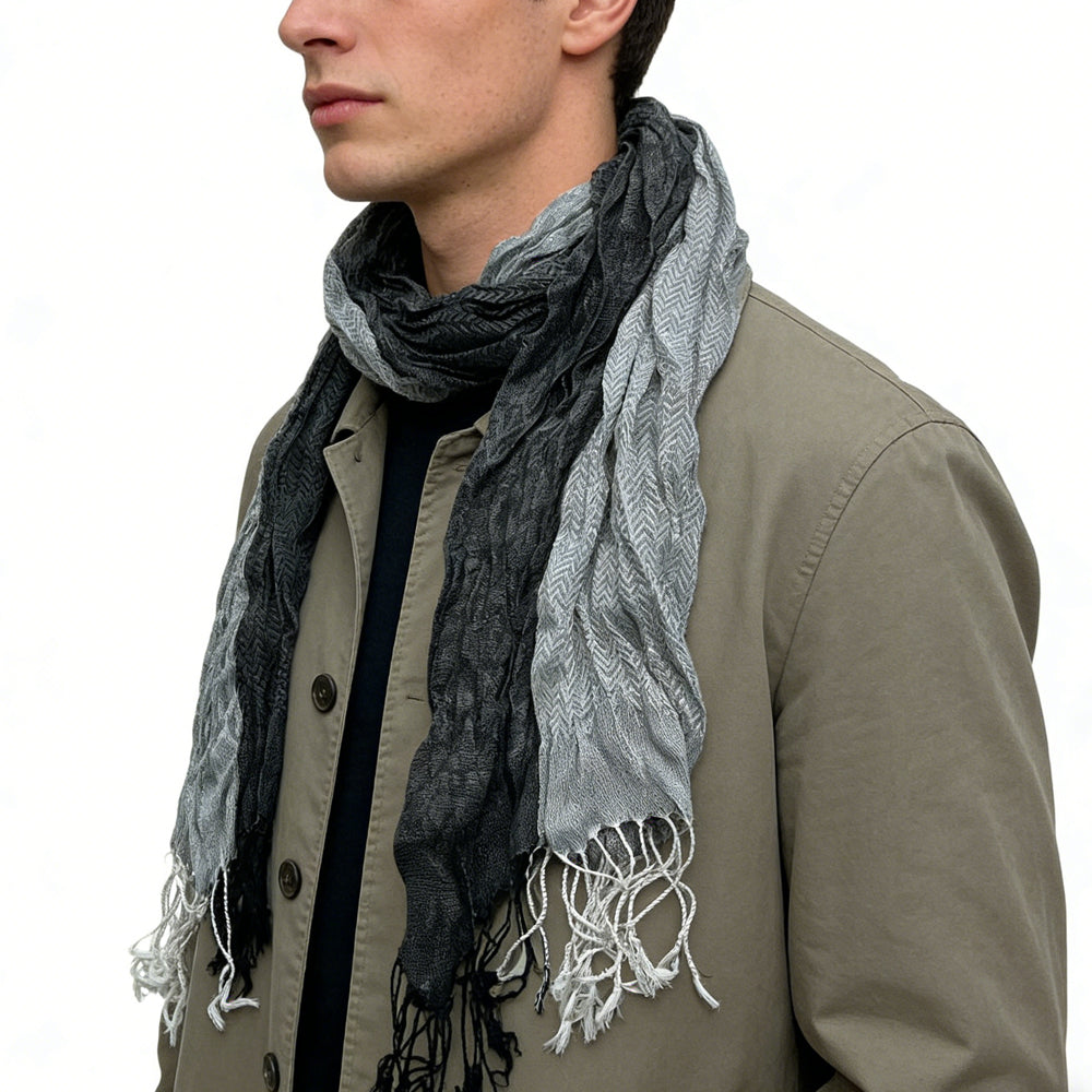 Gray Jacquard Winter Scarf