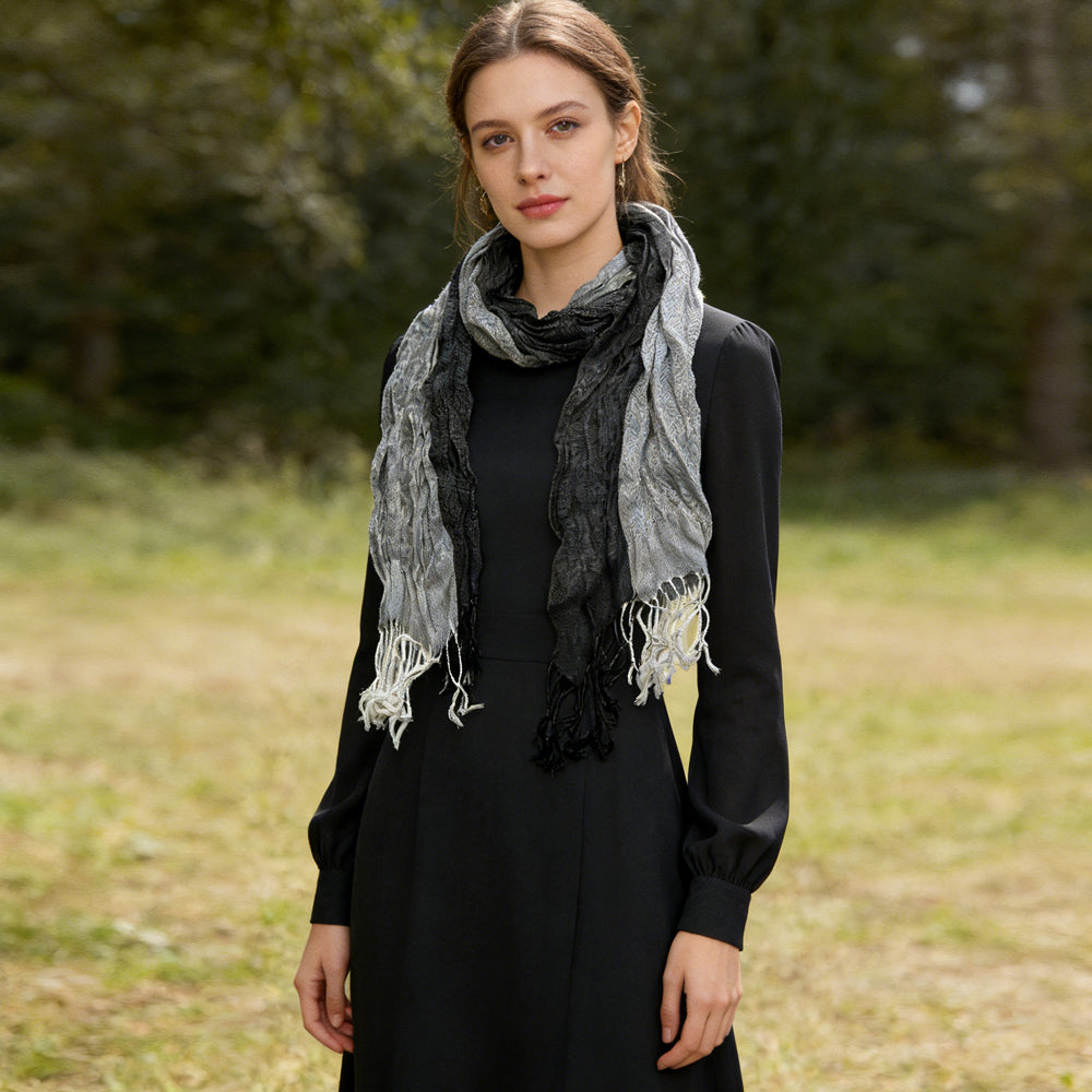 Gray Jacquard Winter Scarf