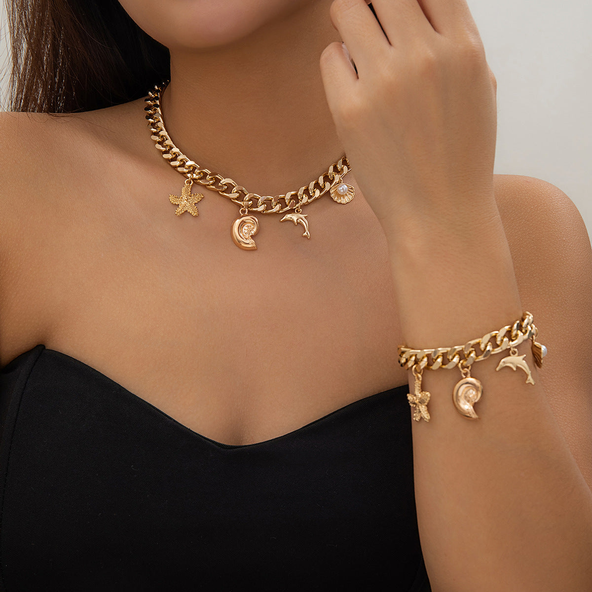 Boho Ocean Charm Choker & Bracelet