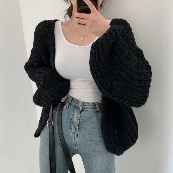 Women's Balloon-Sleeve Knit Cardigan