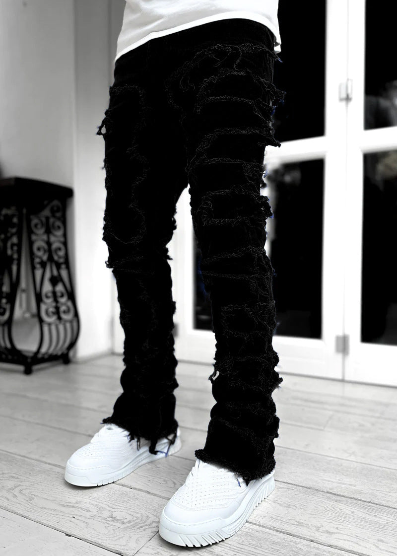 Men's Distressed Stacked Jeans