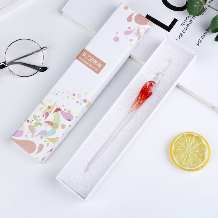 Crystal Flower Glass Dip Pen Set