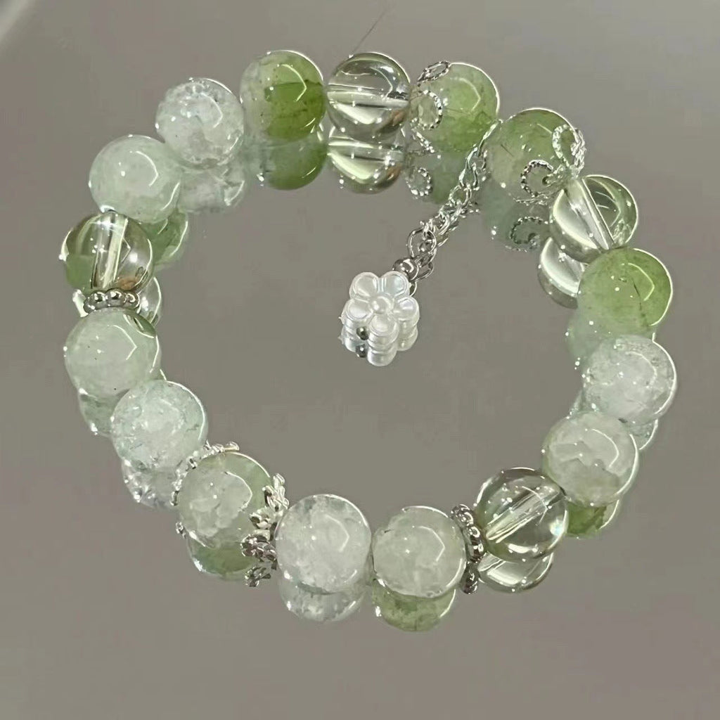 Green Glass Flower Bracelet