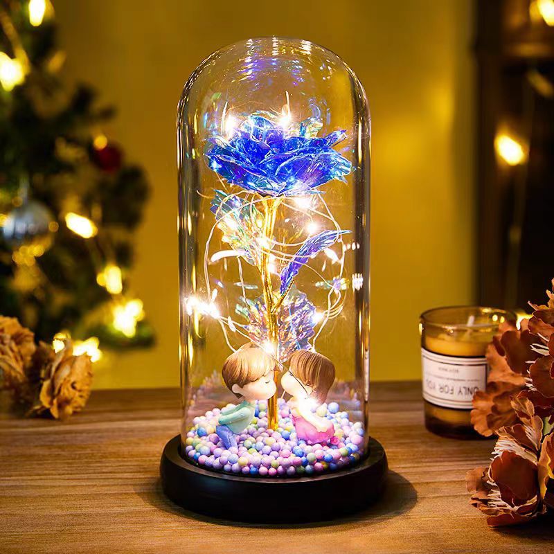 Galaxy Foil Rose in Glass Dome