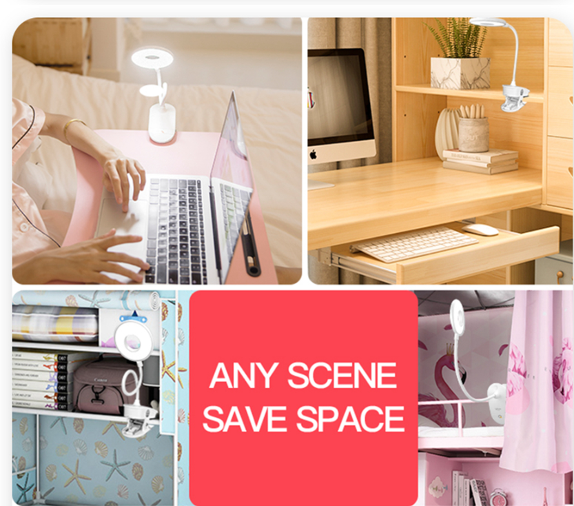 USB Rechargeable Clip-On Desk Lamp