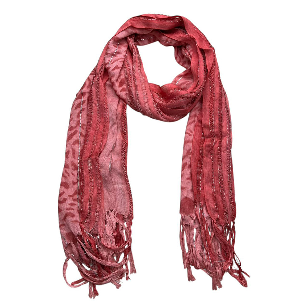 Pink Leopard Boho Scarf