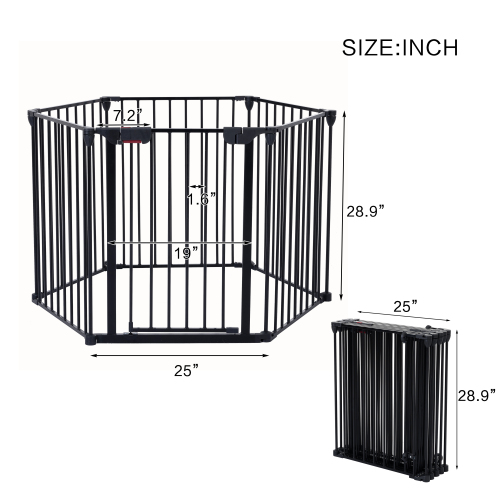 6-Panel Metal Pet Play Yard & Safety Gate