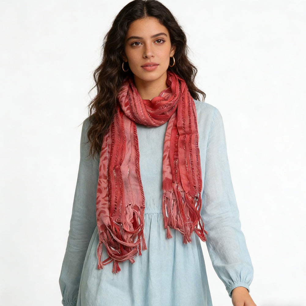 Pink Leopard Boho Scarf