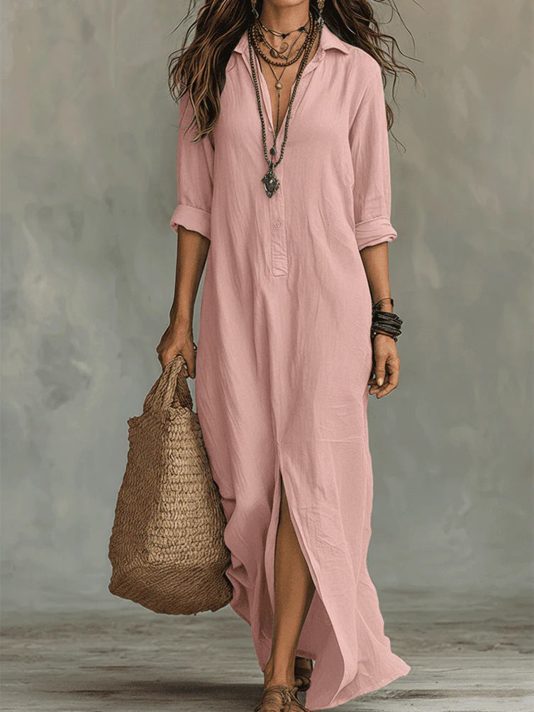 Long-Sleeve Shirt Maxi Dress